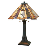 QUOIZEL Stolní lampa Inglenook s barevným sklem