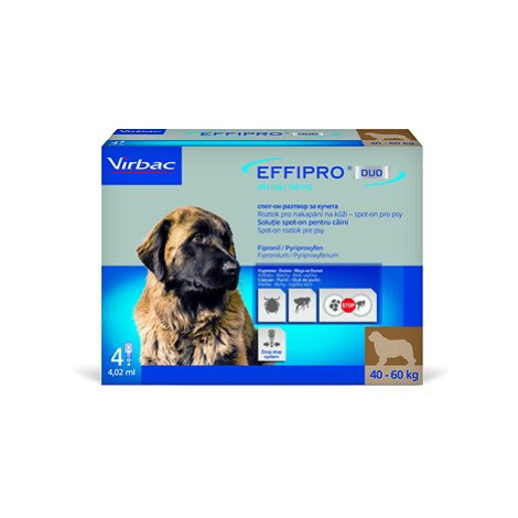 Virbac Effipro Duo spot-on pro psy 40 - 60 kg XL 4 × 4,02 ml