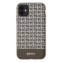 Zadní kryt DKNY PU Leather Repeat Pattern Bottom Stripe MagSafe pro Apple iPhone 11, hnědá