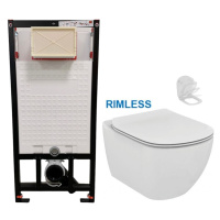 DEANTE Podomítkový rám, pro závěsné WC mísy bez tlačítka + WC Ideal Standard Tesi se sedátkem RI