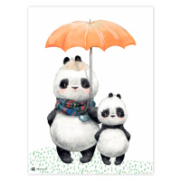 Dvě pandy s deštníkem na stěnu