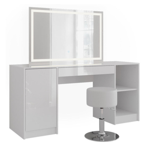 Vicco TOALETNÍ STOLEK Sherry Bílá/bílý vysoký lesk 158.2 cm s LED zrcadlem a stoličkou