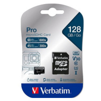 Verbatim MicroSDXC 128GB Pro + SD adaptér