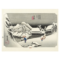 Umělecký tisk Hokusai - Kanbara Night Snow, Utagawa Hiroshige, 40x30 cm