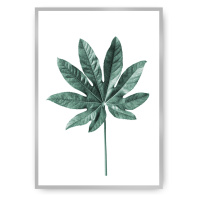Dekoria Plakát  Leaf Emerald Green, 21 x 30 cm, Ramka: Srebrna