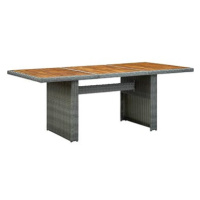 Zahradní stůl světle šedý polyratan a masivní akáciové dřevo 313312