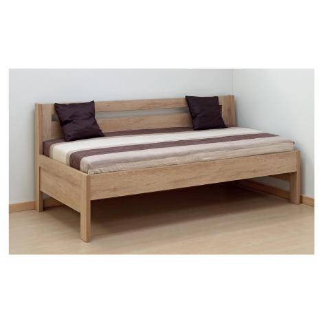 BMB TINA 90 x 200 cm kvalitní lamino postel bez područek oblé rohy imitace dřeva dub Bardolino -