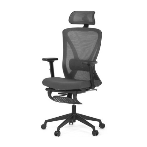 Židle kancelářská, šedá MESH, plastový kříž, opěrka nohou, posuvný sedák, 2D područky Autronic