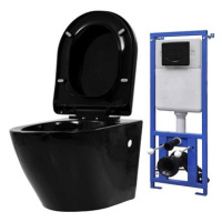 Závěsná toaleta s podomítkovou nádržkou keramická černá 3054478