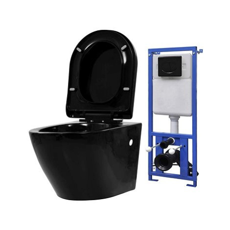 Závěsná toaleta s podomítkovou nádržkou keramická černá 3054478 SHUMEE