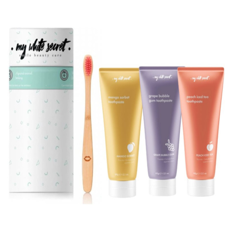 My White Secret Gift Pack Fruits Toothpaste + Toothbrush sada zubní péče