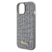 Guess PU Square Mirror Script Logo kryt iPhone 15 stříbrný