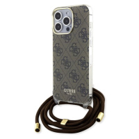 Guess IML 4G Printed Crossbody kryt iPhone 15 Pro hnědý