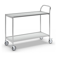 HelgeNyberg Stolový vozík, 2 etáže, d x š 1000 x 420 mm, chrom / šedá