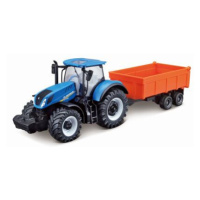 Bburago 10cm Farm Traktor na setrvačník s vlečkou New Holland T7.315 HD