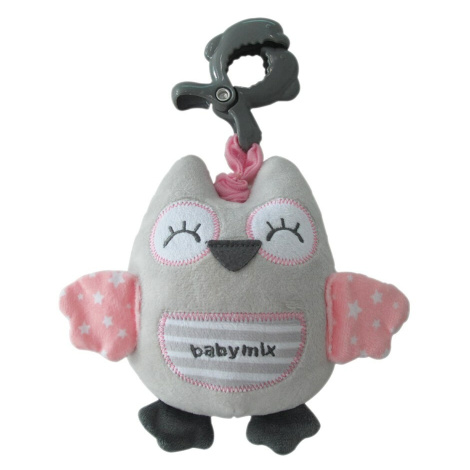 Edukační hrající plyšová hračka s klipem Baby Mix sova růžová
