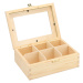 Dřevěná krabička se sklem - 6 přihrádek