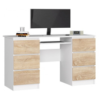 Ak furniture Psací stůl A-11 135 cm bílý/dub sonoma