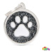 My Family MF BLACK BIG GLITTER CIRCLE WHITE PAW 3,93x3,17 cm gravírovateľný přívěsek