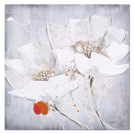 Ručně malovaný obraz Bílé Květy PB345 StarDeco, 60x60 cm