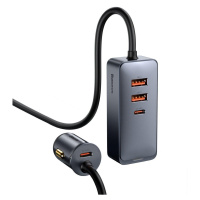 Baseus Share Together autonabíječka s prodlužovačem, 2x USB, 2x USB-C, 120W (šedá)