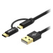 AlzaPower AluCore 2in1 USB-A to Micro USB/USB-C 1m černý