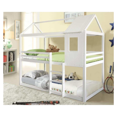 Tempo Kondela Montessori patrová postel ATRISA, 90x200 - bílá + kupón KONDELA10 na okamžitou sle