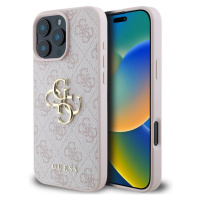 Guess PU 4G Metal Logo kryt pro iPhone 16 Pro Max růžový