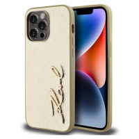 Karl Lagerfeld Wrinkled PU Signature Logo zadní kryt iPhone 14 Pro zlatý