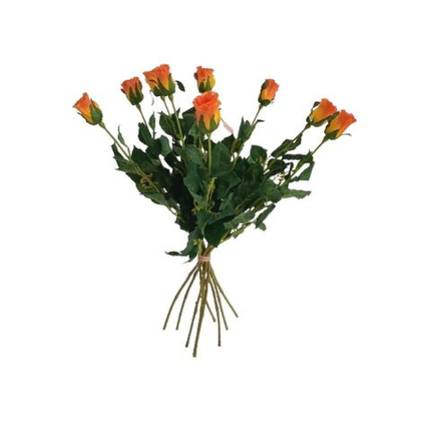 Umělá květina poupě Růže oranžová, 64 cm, 9 ks