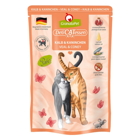 GranataPet pro kočky – Delicatessen Pouch telecí maso a králík 12 × 85 g