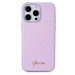 Guess PU Leather Iridescent Metal Script kryt iPhone 15 Pro Max fialový