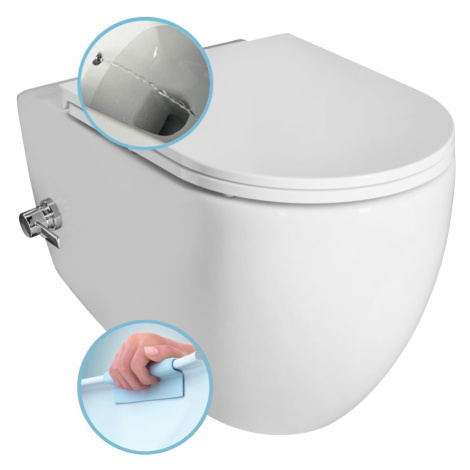 INFINITY CLEANWASH závěsná WC mísa Rimless, integrovaná baterie a bidet. sprška, 36,5x53cm, bílá ISVEA