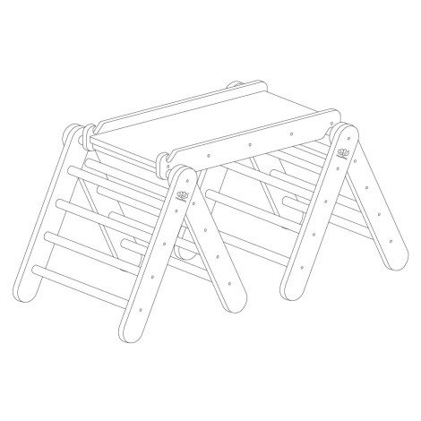 MeowBaby Dětský dřevěný set se skluzavkou/lezeckou stěnou Pikler: bílý Varianta: 2x Pikler + 1 s