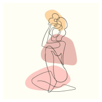 Ilustrace Outline illustration of woman body with blob shape, Lizaveta Kadol, (40 x 40 cm)