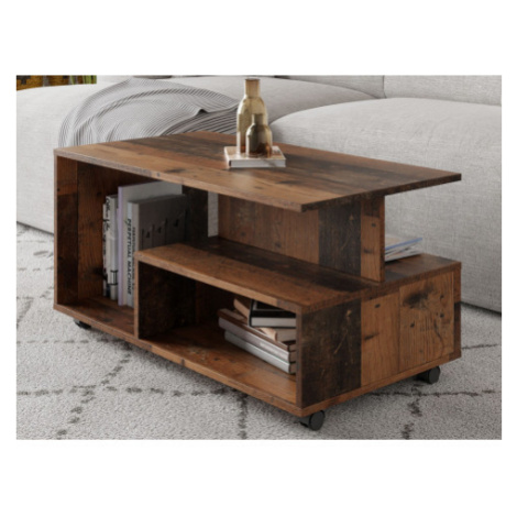 Konferenční stolek na kolečkách Astor, vintage optika dřeva Asko