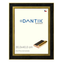 DANTIK rámeček 30 × 40, Oro Fino černozlatý plexi čiré