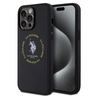 U.S. Polo PU Leather Printed Round Double Horse MagSafe kryt pro iPhone 15 Pro Max černý