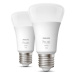 LED žárovka E27 Philips Hue 2ks 9,5W (75W) teplá bílá (2700K) stmívatelná