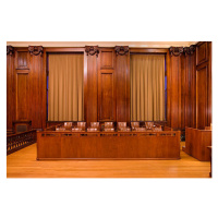 Fotografie Jury box in courtroom, Don Farrall, 40 × 26.7 cm