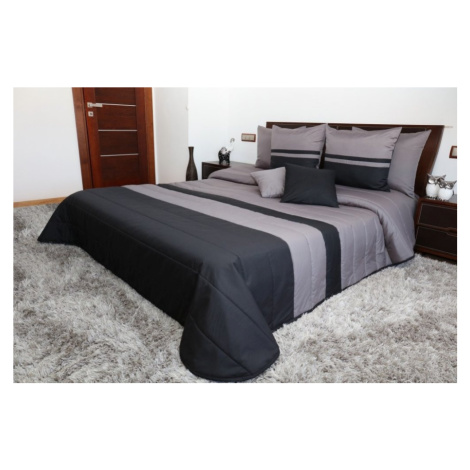Prošívané šedě černé přikrývky na postel Šířka: 260 cm | Délka: 240 cm