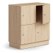 Skříň QBUS, 4 uzamykatelné boxy, sokl, 868x800x420 mm, dub