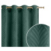 Dekorační vzorovaný velvet závěs s kroužky LEAF tmavě zelená 140x250 cm (cena za 1 kus) MyBestHo