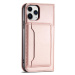 Magnet Card Case elegantní knížkové pouzdro s venkovní kapsou na iPhone 12 Pro MAX 6.7" Pink