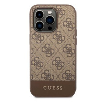 Guess 4G Stripe Zadní Kryt pro iPhone 14 Pro Brown