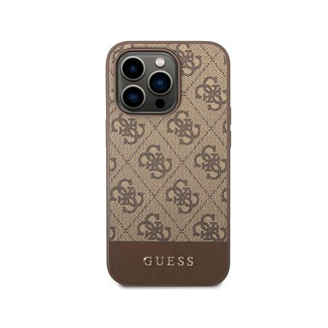 Guess 4G Stripe Zadní Kryt pro iPhone 14 Pro Brown