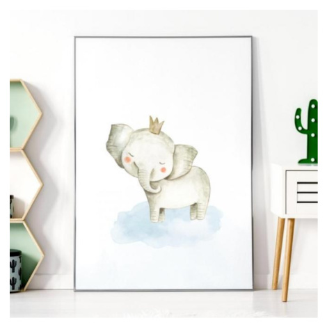 Bílý plakát na stěnu s motivem slona pro děti