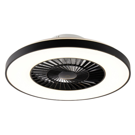 Stropní ventilátor černý vč. LED s hvězdicovým efektem stmívatelný - Climo QAZQA