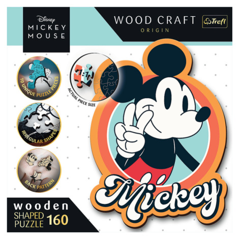 TREFL -  Dřevěné puzzle 160 dílků - Retro Mickey Mouse / Disney Mickey Mouse and Friends