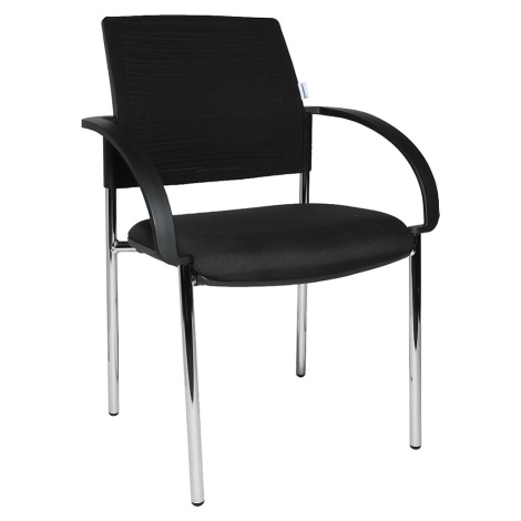 EUROKRAFTpro Židle pro návštěvy, bal.j. 2 kusy, opěradlo se síťovaným potahem, černá, sedák čern